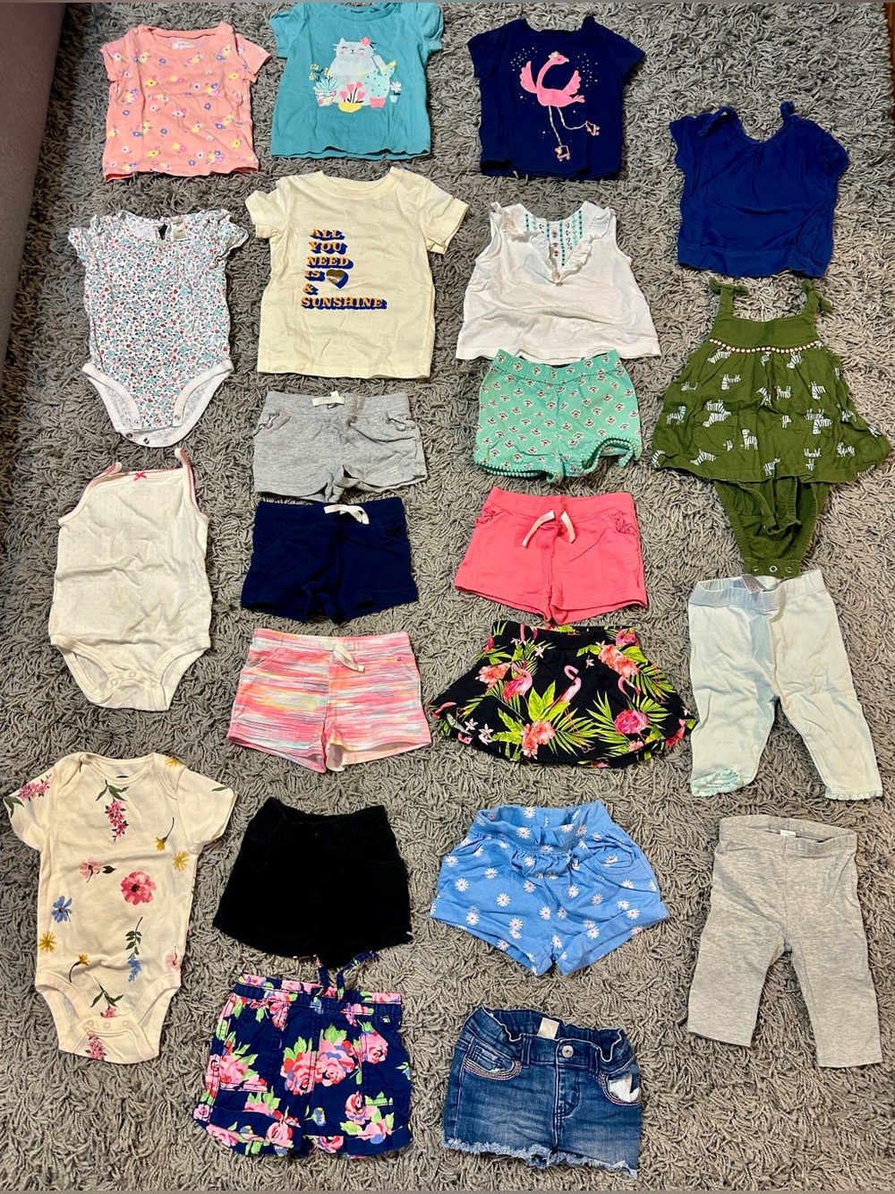 Carter's Girls Mixed Pink, Blue, Green, Navy, White Summer Clothing Set